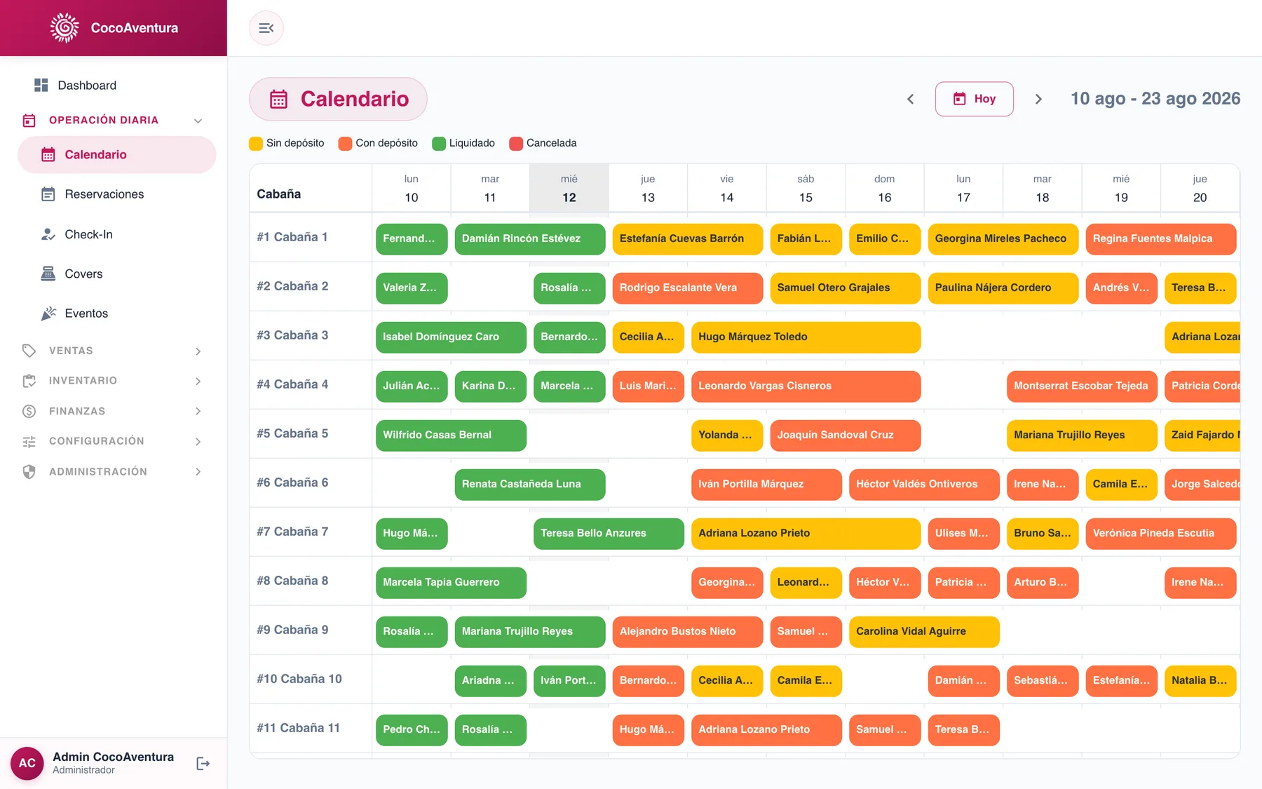 Calendario, reservaciones y check-in — captura 2 de 7