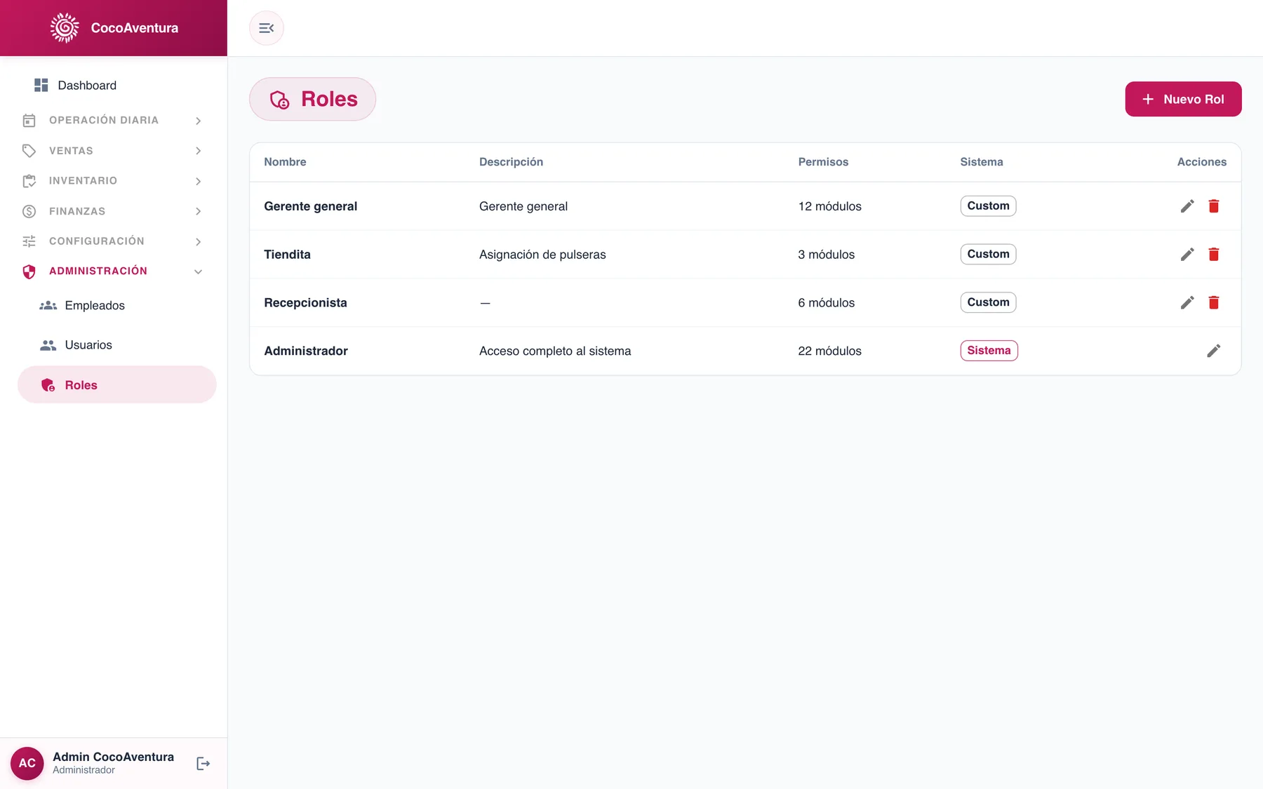 Tarifas, cabañas y control de accesos — captura 7 de 7