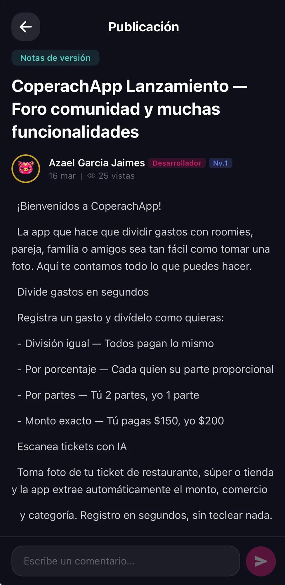 Comunidad y experiencia — captura 3 de 3