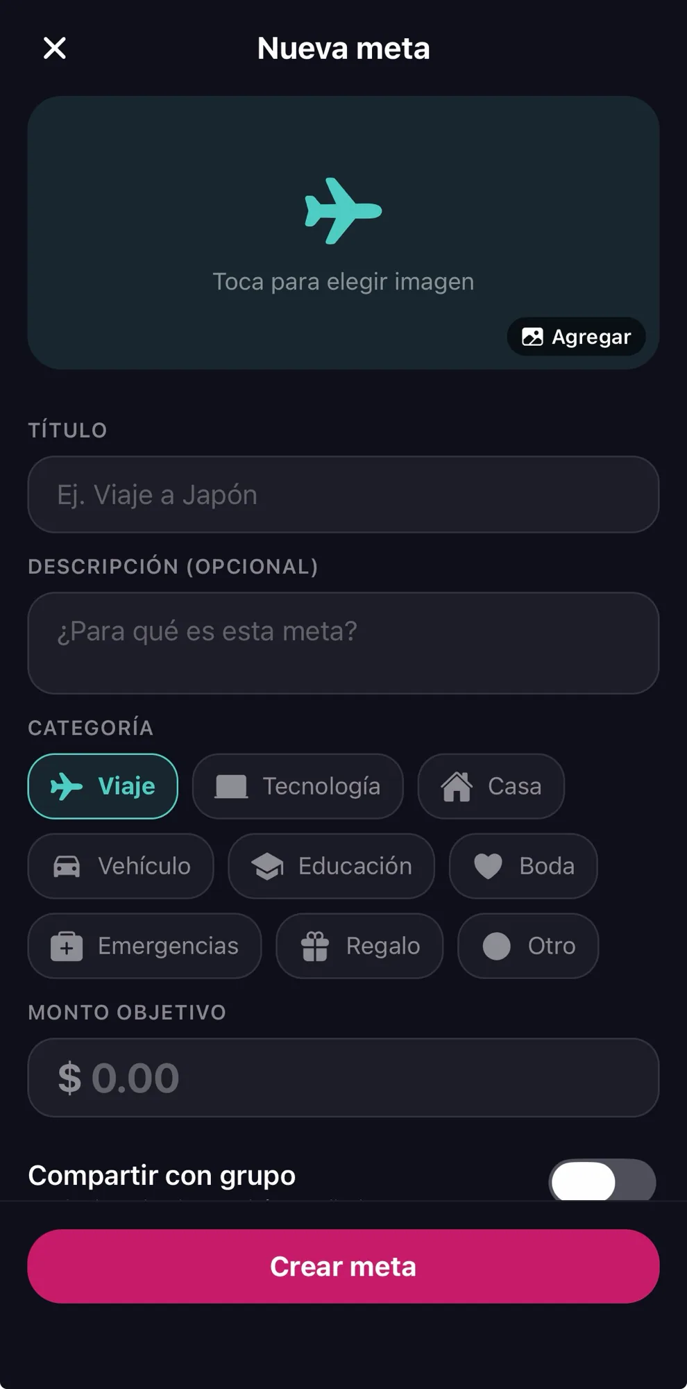 Presupuestos y metas de ahorro — captura 2 de 3