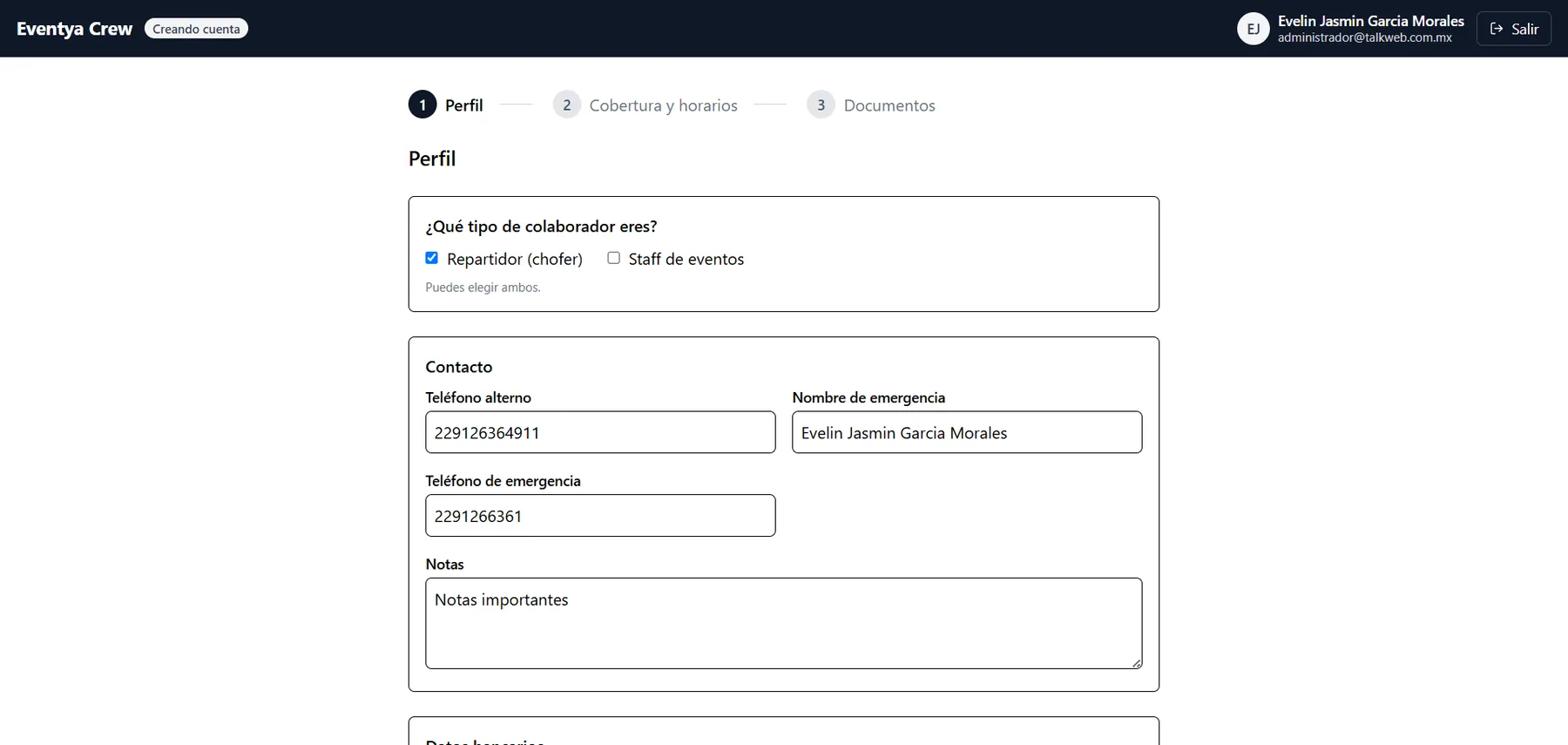 Aplicación web para colaboradores — captura 2 de 10