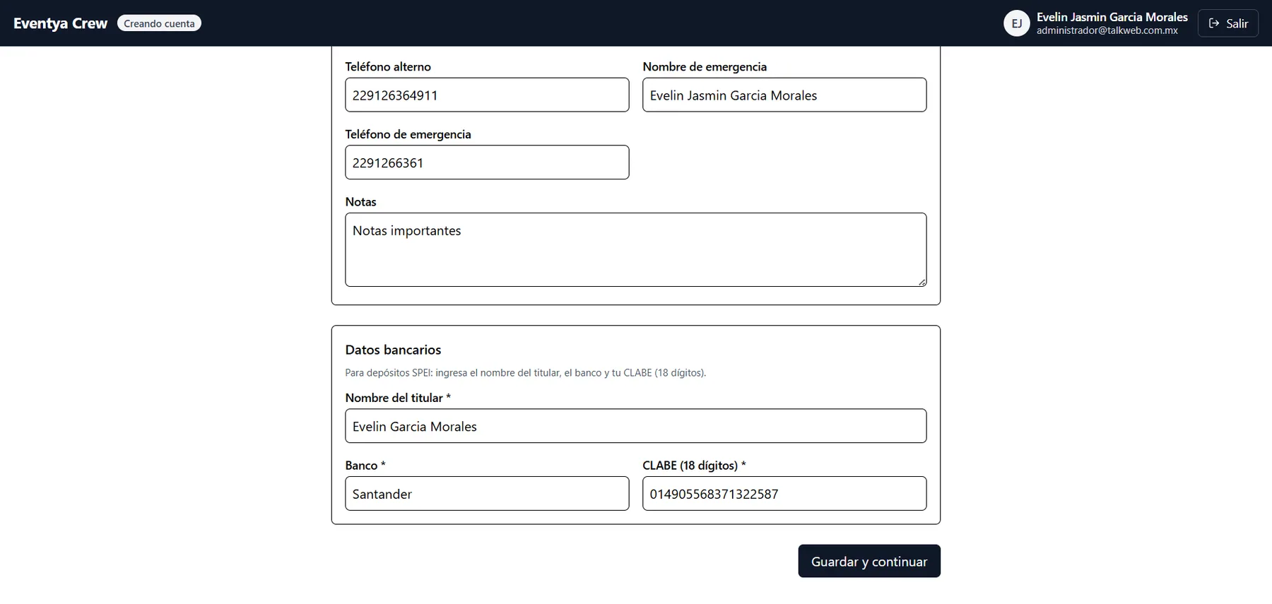 Aplicación web para colaboradores — captura 3 de 10