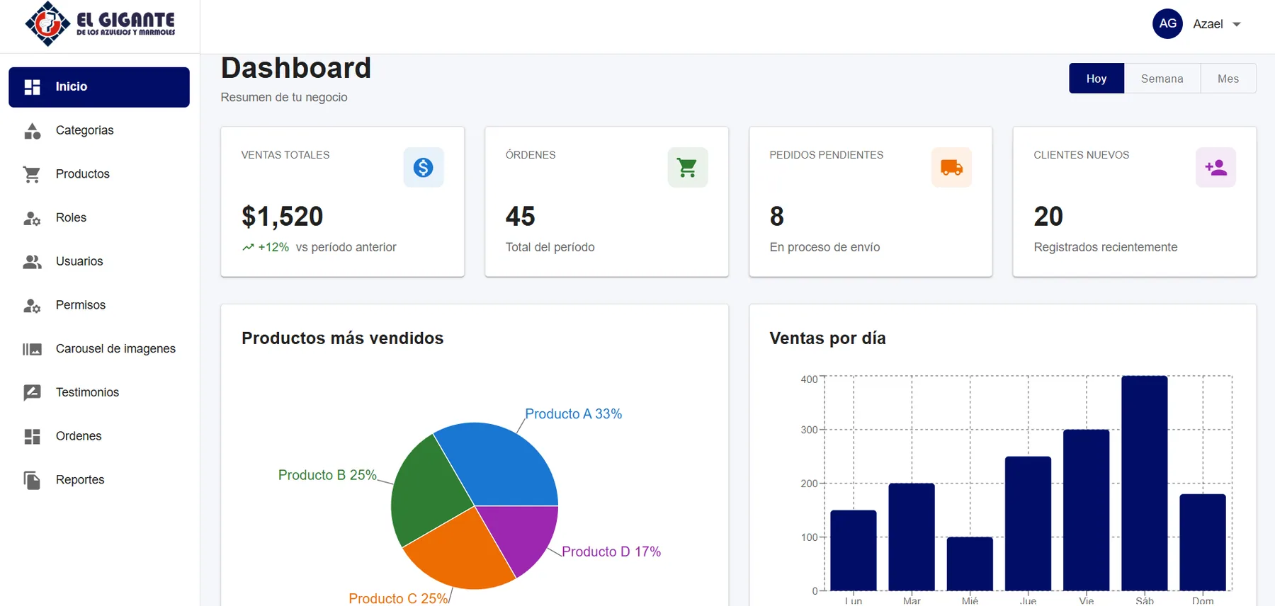 Aplicación web de administración — captura 1 de 10