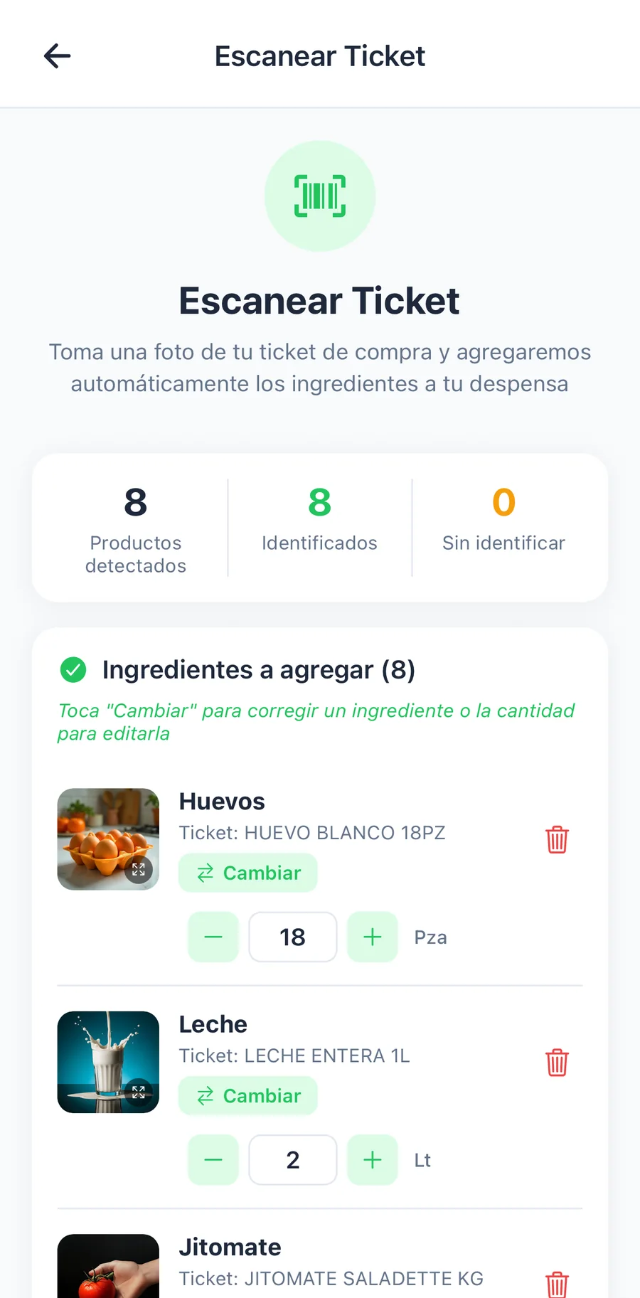 Escaneo de tickets y asistente con IA — captura 3 de 6