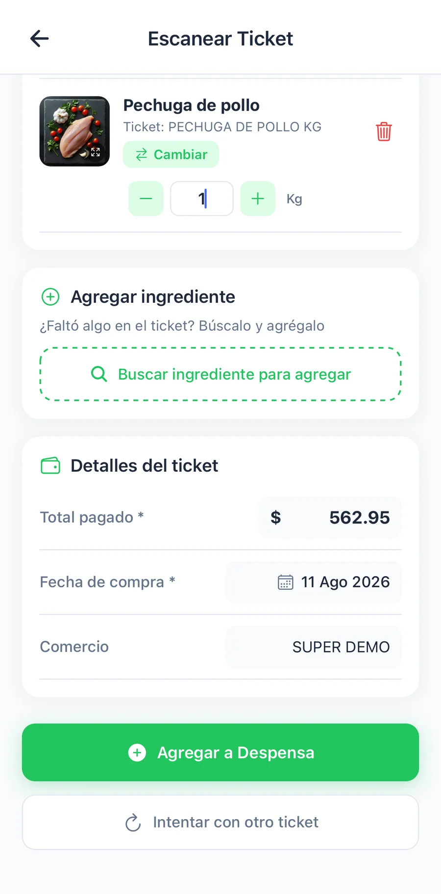 Escaneo de tickets y asistente con IA — captura 4 de 6