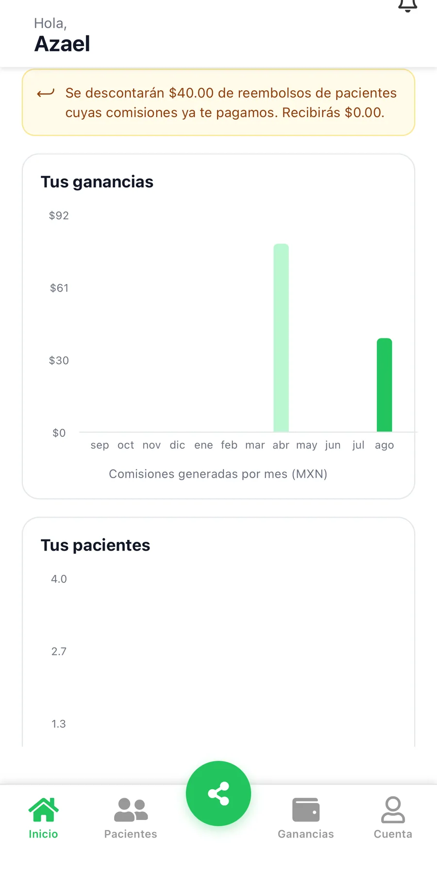 La app en modo nutriólogo — captura 2 de 7