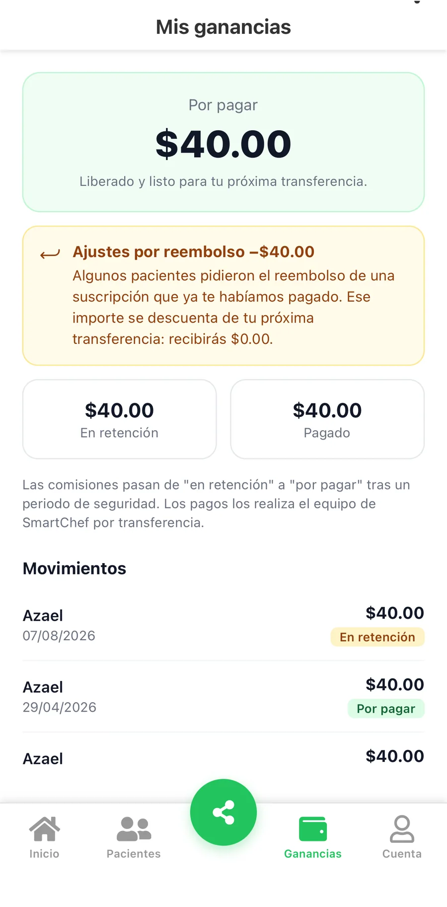 La app en modo nutriólogo — captura 5 de 7