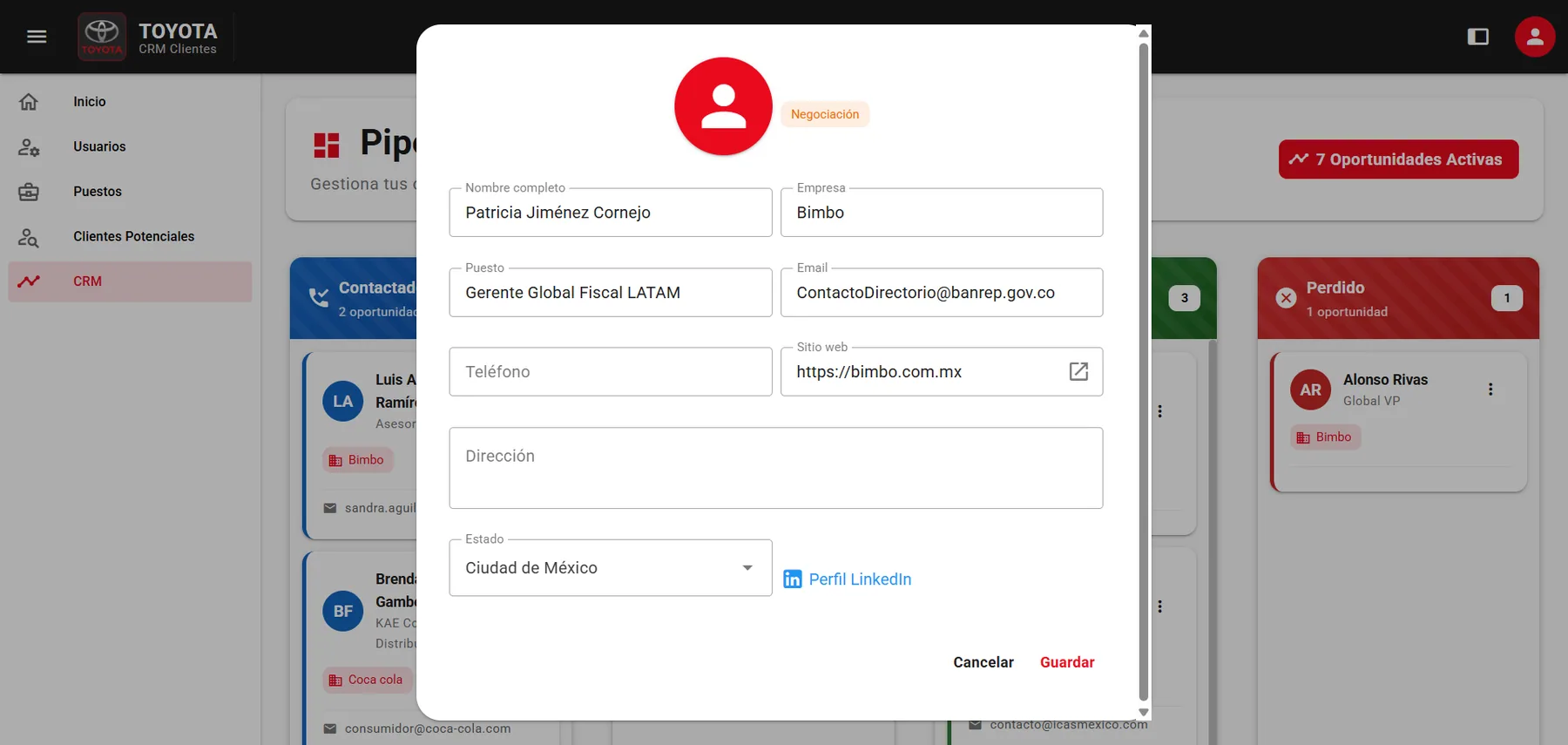 CRM con tableros — captura 2 de 2